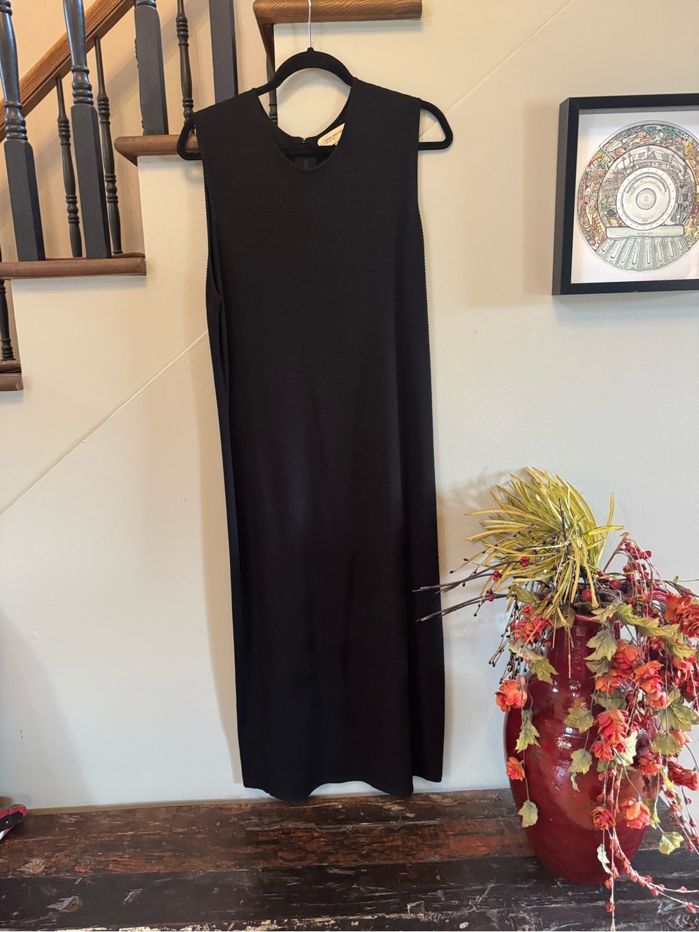 Women's Black Sleeveless Midi Dress - Classic Minimalist